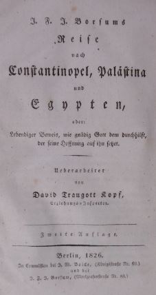 BORSUM, J.F.J. - Reise nach Constantinopel, Palstina und Egypten. Ueberarbeitet von David Traugott Kopf. 2. Auflage.